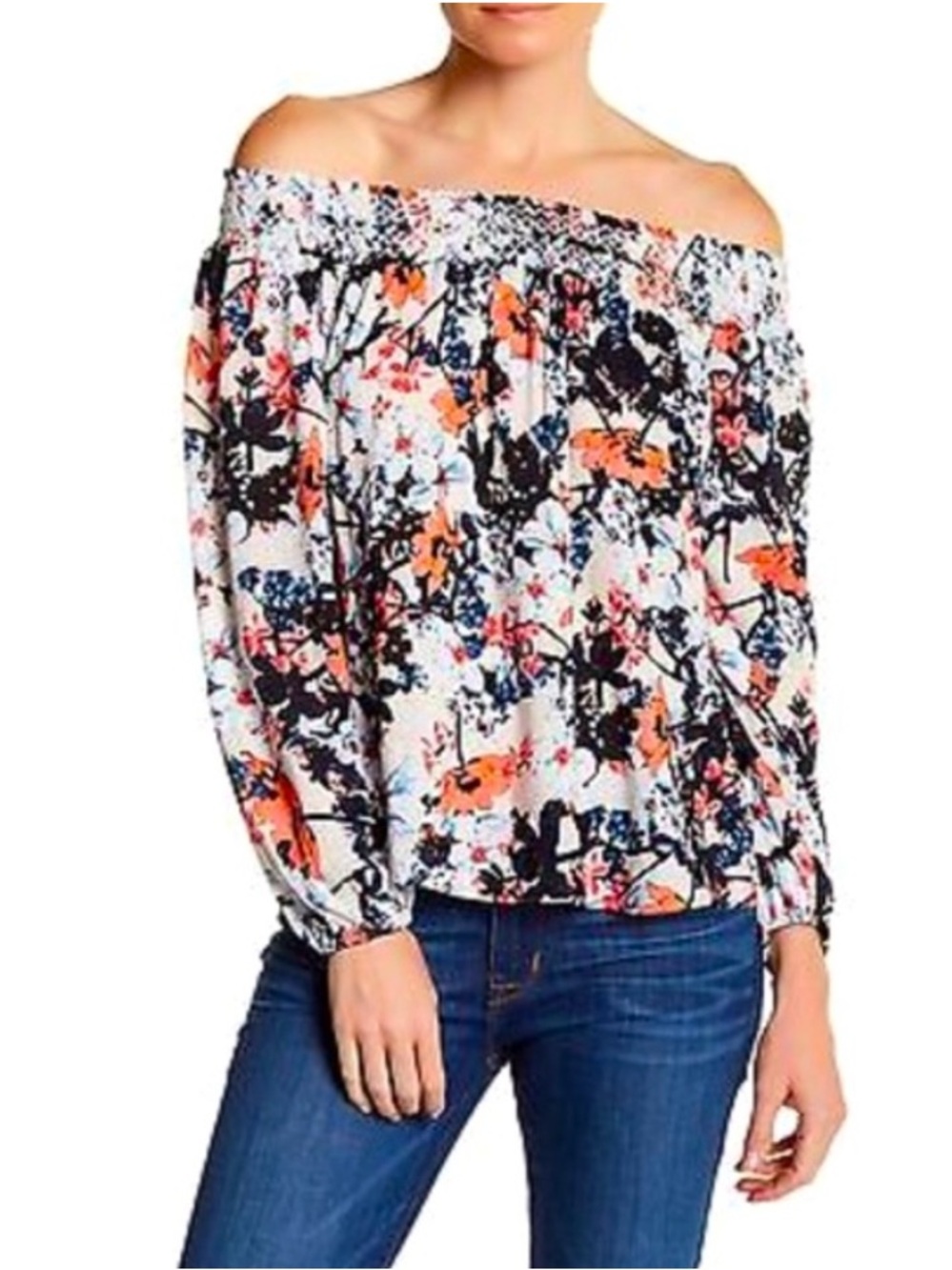 PARKER Wisteria Floral Print Off The Shoulder Blouse Top Size Small.